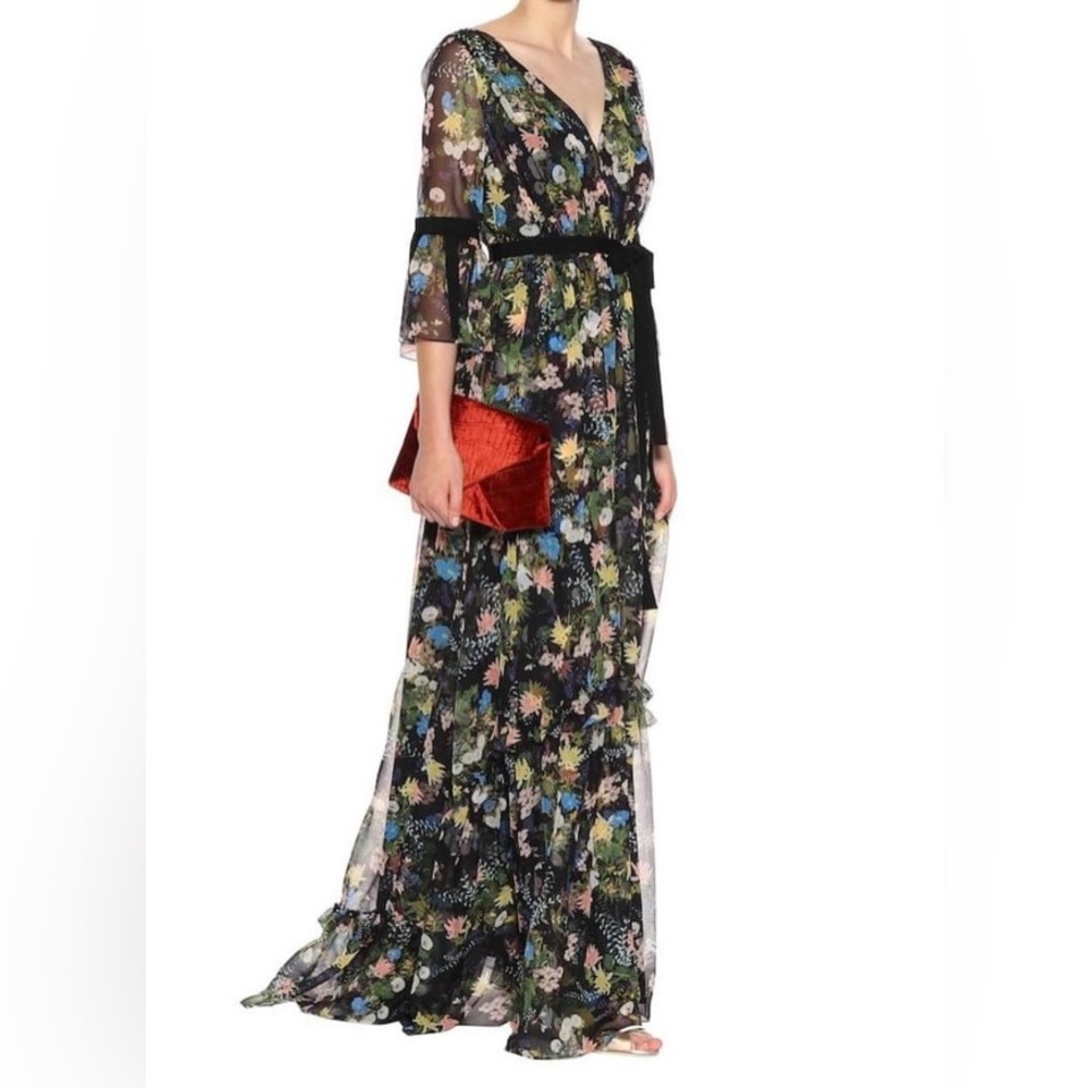 ERDEM Petunia Floral Silk Gown Size US 2